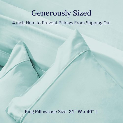 California Design Den King Pillowcase Set of 2 - 400 Thread Count 100% Cotton, Soft Seafoam Color