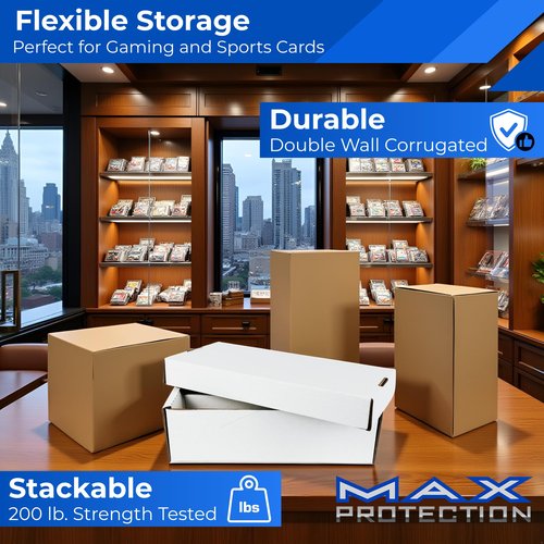 (10) Shoe 2 Row Storage Box (1600 Ct.) - Corrugated Cardboard Storage Box - Baseball, Football, Basketball, Hockey, Nascar, Sportscards, Gaming & Trading Cards Collecting Supplies by MAX PRO