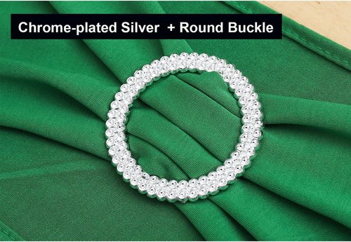 Emerald Green Chair Sashes - 100 Pack Dark Green Spandex Chair Bands for Christmas Party Decor