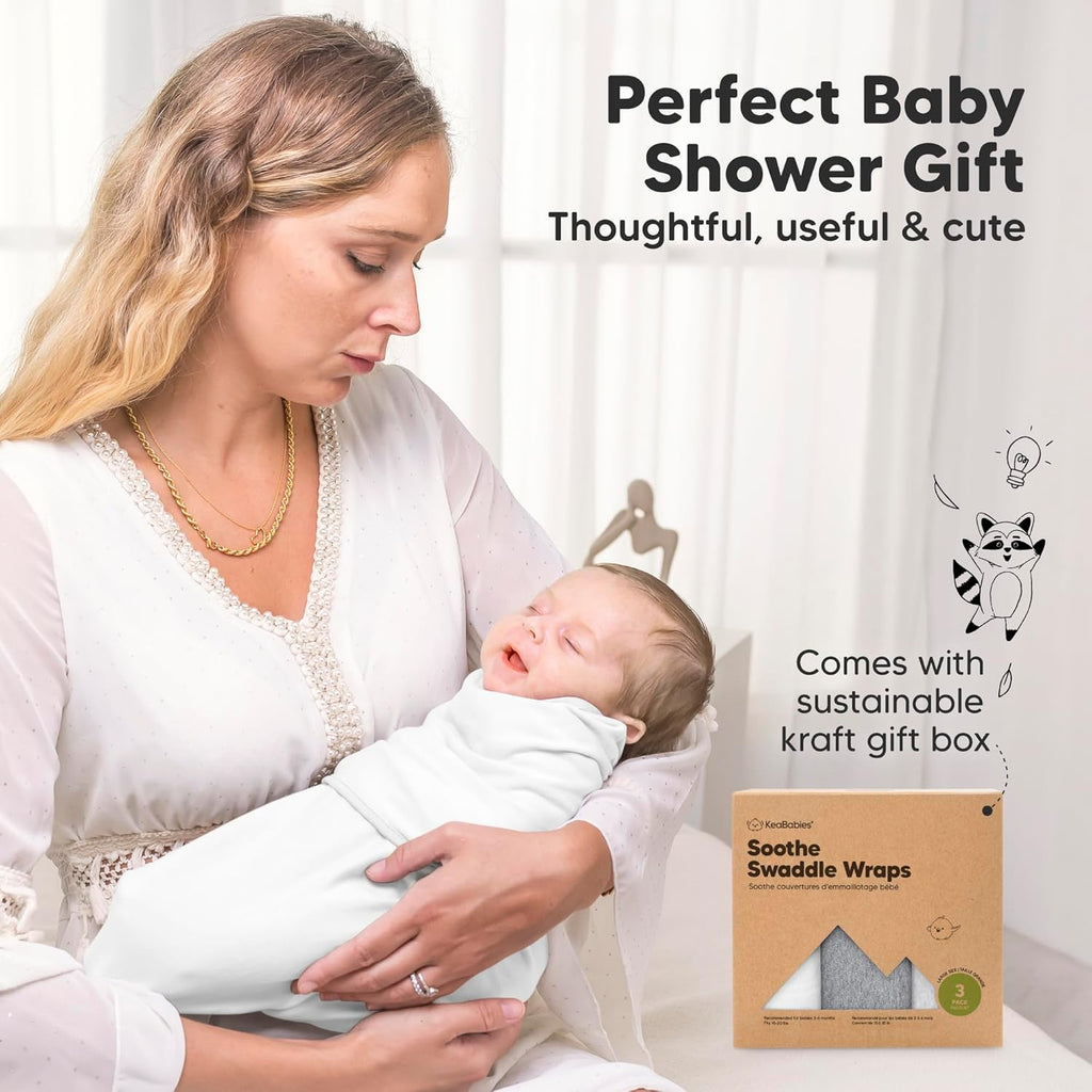 Skiennix Organic Baby Swaddle Sleep Sacks - Soft & Snug for Newborns 3-6 Months | 3-Pack (Cloud, L)