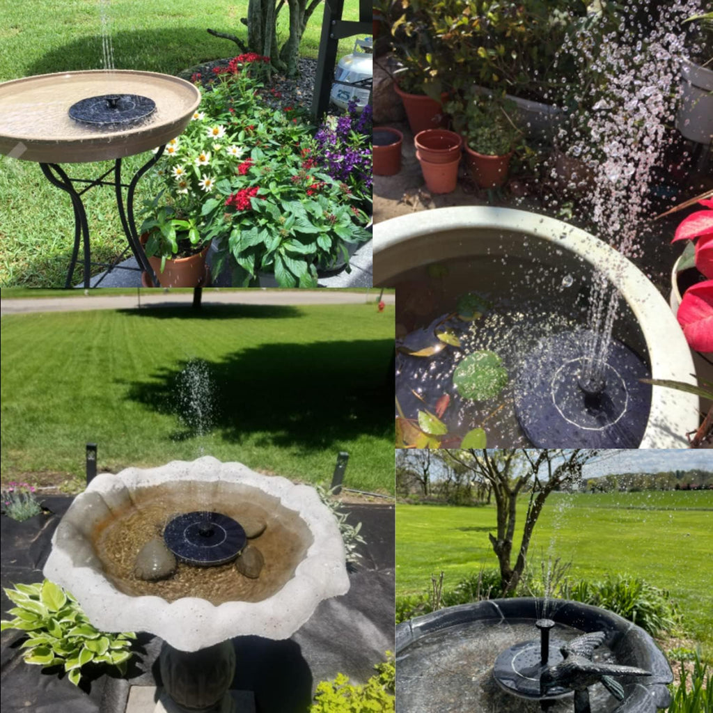 Skiennix Solar Fountain - Solar Powered Bird Bath Pump with 4 Nozzles & 1.4W Solar Panel | Ideal for Garden, Pond, Pool