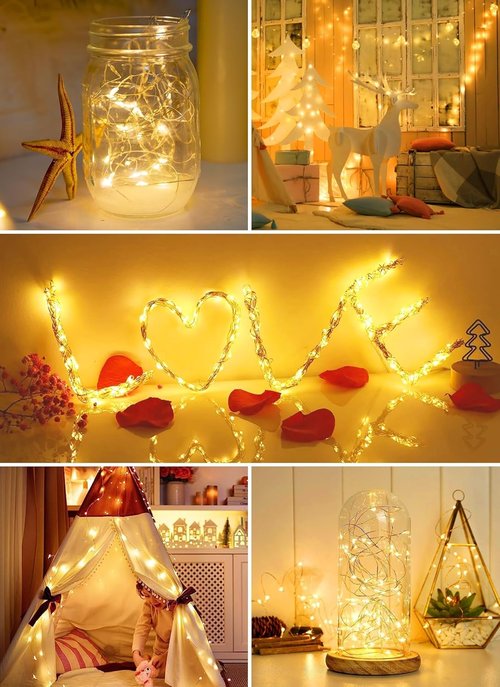 Brightown 24 Pack Fairy Lights | Battery Operated 7 ft Mini String Lights - Waterproof Silver Wire for DIY Crafts & Decor