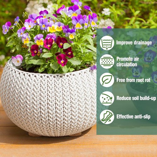 Biubee 60Pcs Invisible Pot Feet - Non-Slip Cork Plant Risers for Outdoor Planter Drainage | 2" Diameter