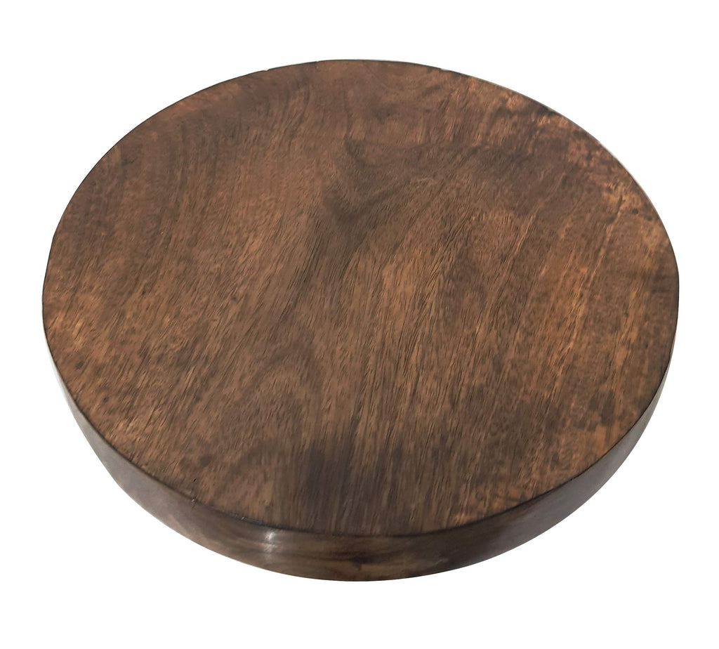 Set of 2 Round Wooden Serving Trays with Handles – Handcrafted Rustic Brown Trays for Kitchen, Dining, Coffee Table & Home Decor Antique Style Organizer Platters