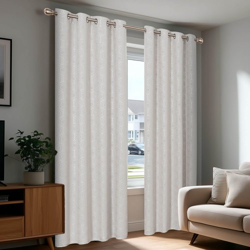 Deconovo Silver Print Room Darkening Curtains for Living Room Bedroom, Soundproof Thermal Insulated Window Drapes for Nurdery Kitchen Kids Room, 2 Panels, 52W x 63L Inch Long, Light Beige