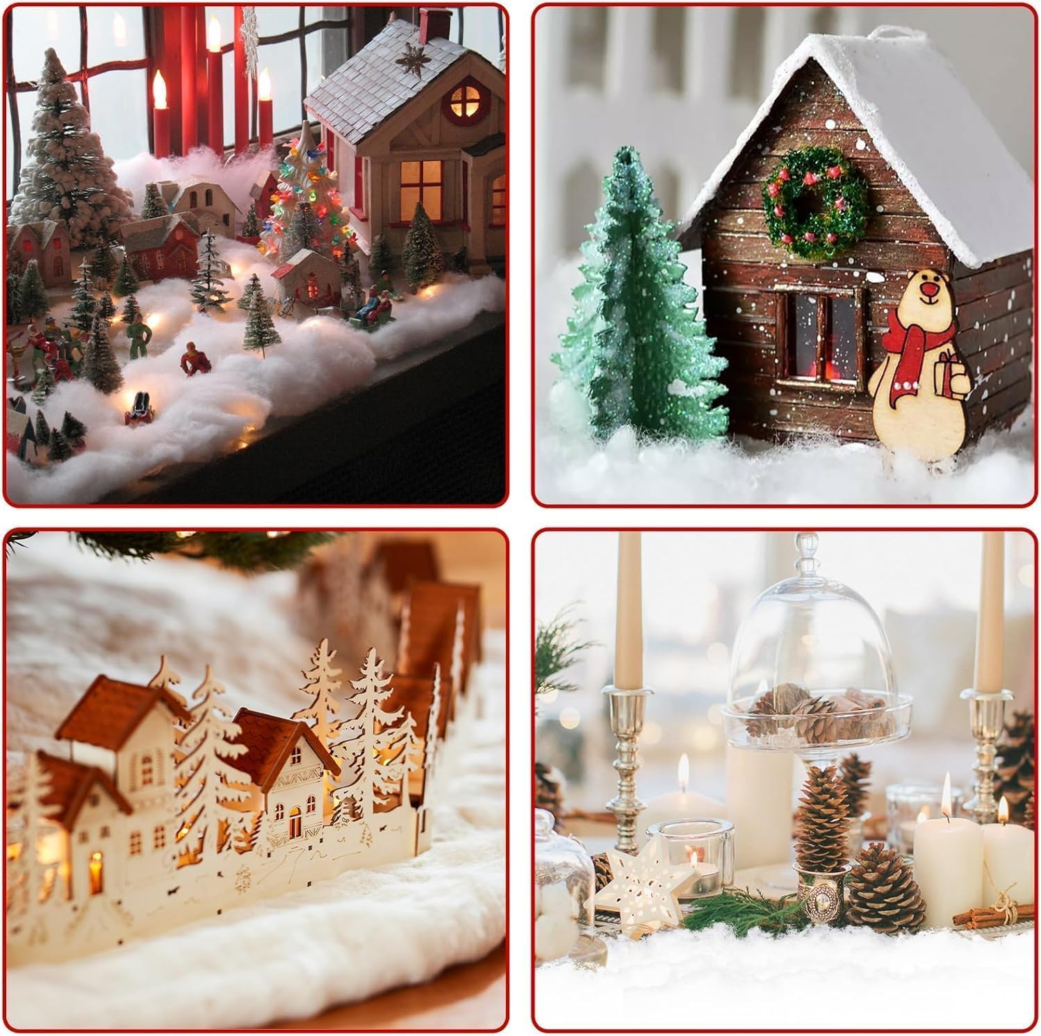 Skiennix Christmas Fake Snow Decor - 14oz Fluffy Fiber Cotton for Holiday Indoor Displays