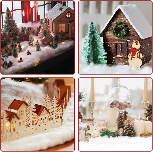 liamasum Christmas Fake Snow Decor, 14oz Fiber Cotton Artificial Snow Fluffy Indoor Decoration Holiday Winter Decor, Winter Mantle Village Displays, Nativity, Xmas Decoration