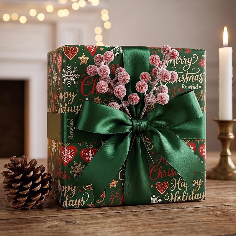 40 Pcs Snowy Red Berry Stems - Christmas Floral Picks with White Snow Frost (Variation: Red&White+40)