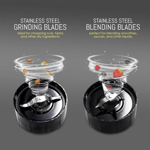 Elite Gourmet 17-Piece Personal Drink Mixer Blender - 16 Oz Capacity with Chopping & Blending Blades