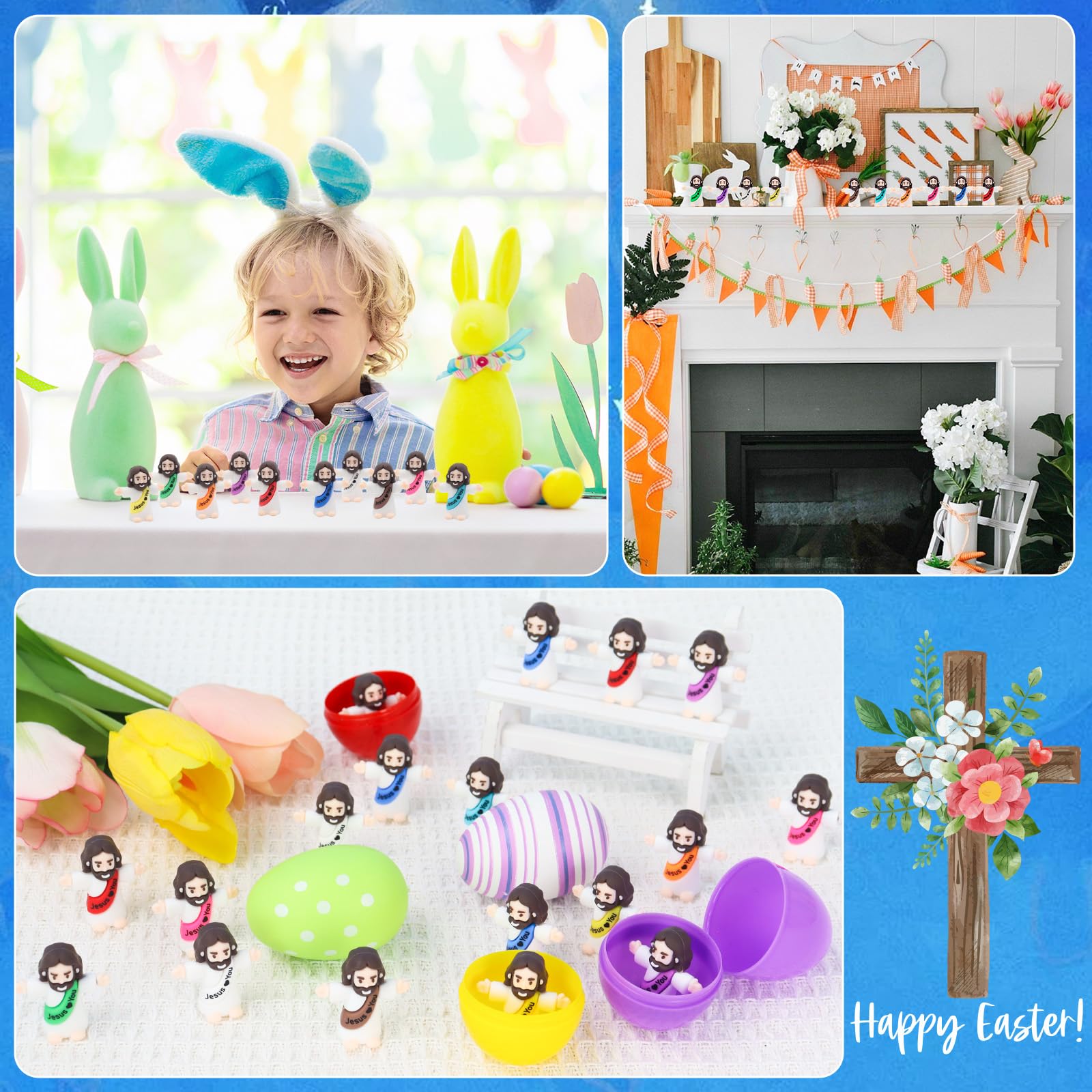 Owurha 100PCS Little Jesus Figures Mini Jesus Love You Figures Original Design Tiny Jesus Figurines in Bulk to Hide and Seek Religious Party Favors Sunday School Baptism Gifts Easter Egg Stuffers