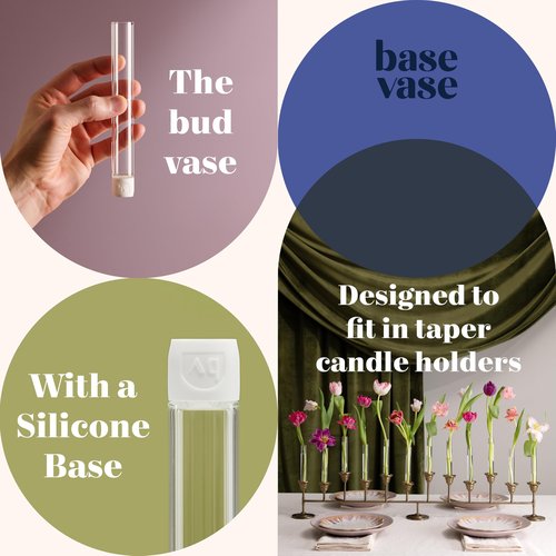 Base Vase (3-Pack) - The Bud Vase That Fits in Taper Candle Holders | Create Floral Arrangements for Tablescapes, Centerpieces, Weddings and Home Decor