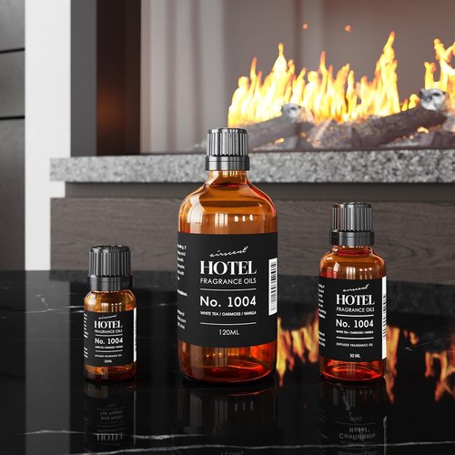 AirScent Hotel Diffuser Oil No. 1004 - White Tea, Oakmoss & Vanilla - Premium Fragrance for Ultrasonic Diffusers | 30 mL Glass Bottle with Dropper