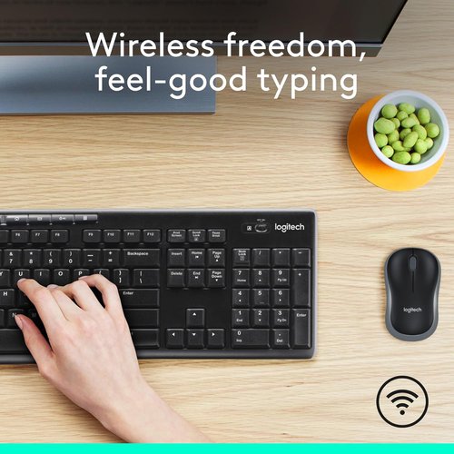 Logitech MK270 Wireless Keyboard and Mouse Combo - Compact Design, 2.4 GHz, 8 Multimedia Keys, Black