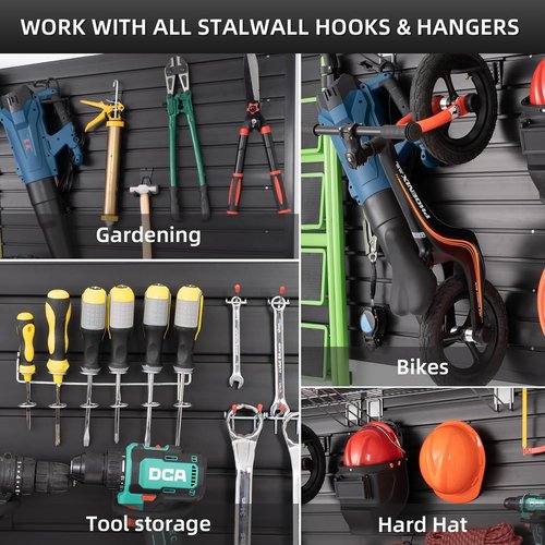 FRAYSCENT Slat Wall Paneling - Garage Tool Organizer with Wall Mount Storage | Black, 8ft x 4ft
