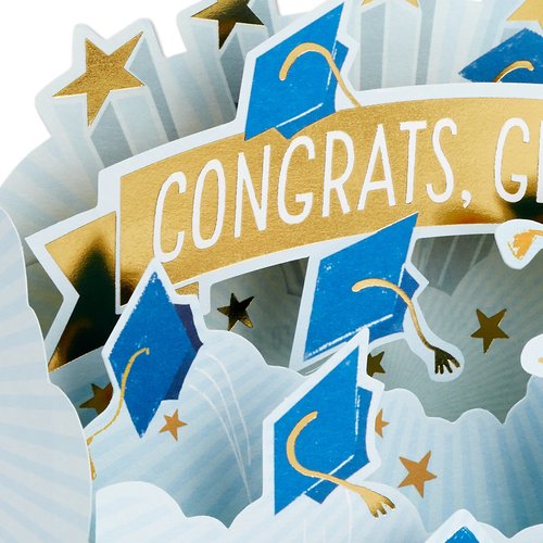 Hallmark Paper Wonder Displayable Pop Up Graduation Card (Hats Off)