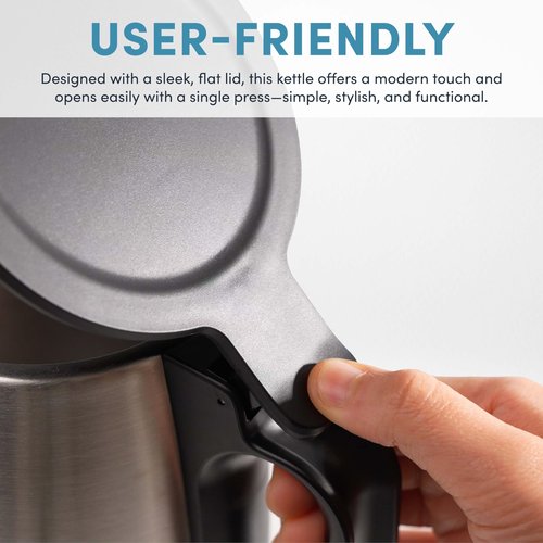 AROMA® 1.7-Liter Electric Kettle with Rapid Boil and Auto-Shut-Off in Stainless Steel (AWK-1401SB)