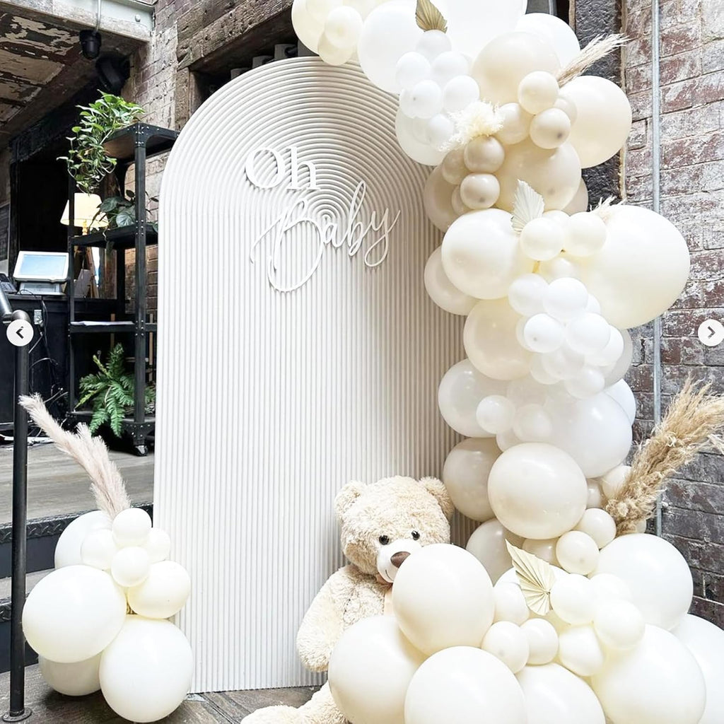 Voircoloria White Sand Balloons - 90-Pack Balloon Garland Kit for Weddings, Showers & Celebrations | 18/12/10/5 Inch Sizes
