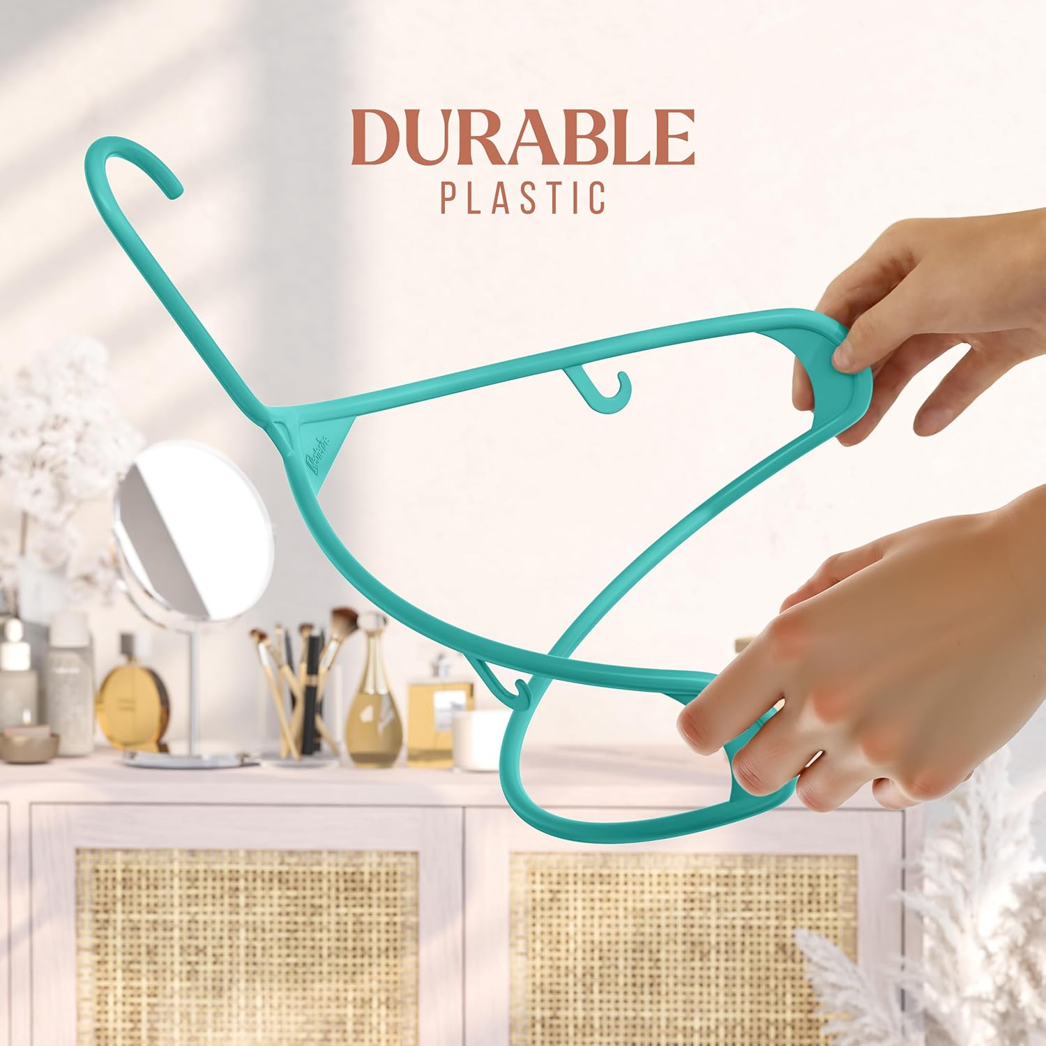 Plastic Hangers 20 Pack Aqua - Space-Saving Clothes Hangers for Closet Organization | Perfect for Coats