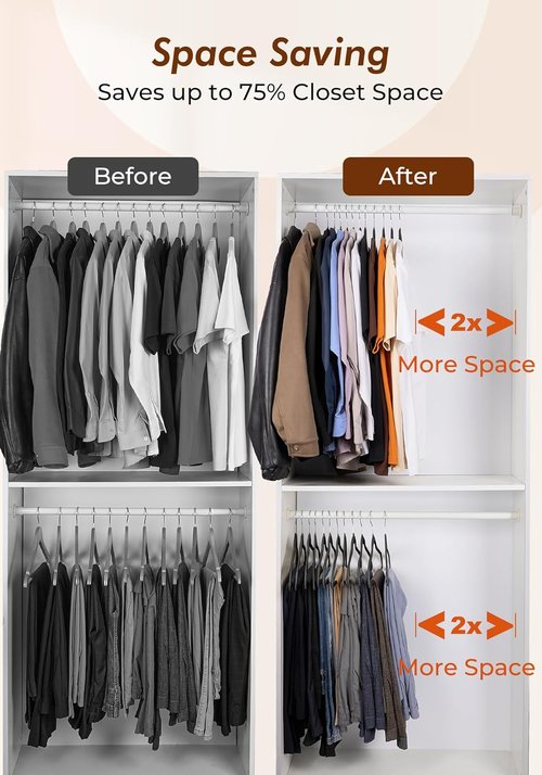 HOUSE DAY Black Velvet Hangers - 50 Pack Non-Slip Felt Closet Essentials, Space-Saving Design
