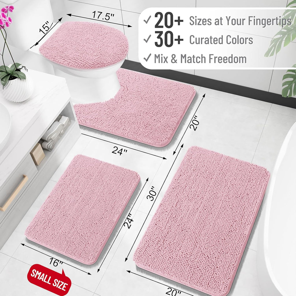 OLANLY Large Bathroom Rugs - Extra Soft Chenille Bath Mats | Quick Dry & Machine Washable, Dusty Rose 70x46