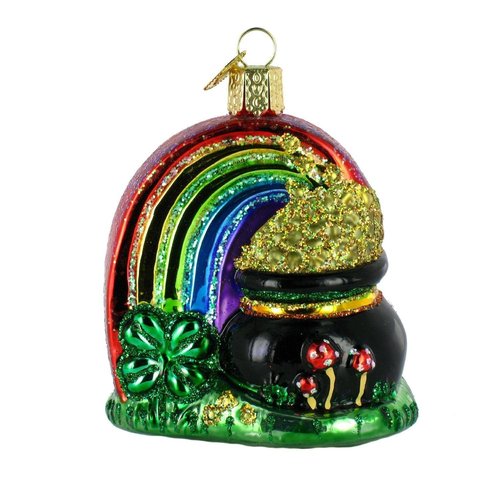 Old World Christmas Pot of Gold Glass Blown Ornament for Christmas Tree, Handcrafted Holiday Decoration, Irish Collection