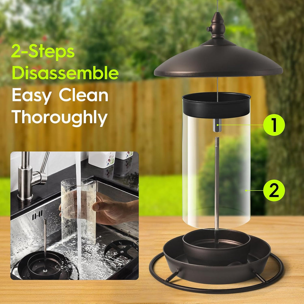 Youvip Metal Roof Bird Feeder - Chew-Proof Design for Outdoor Use | Bronze Finish