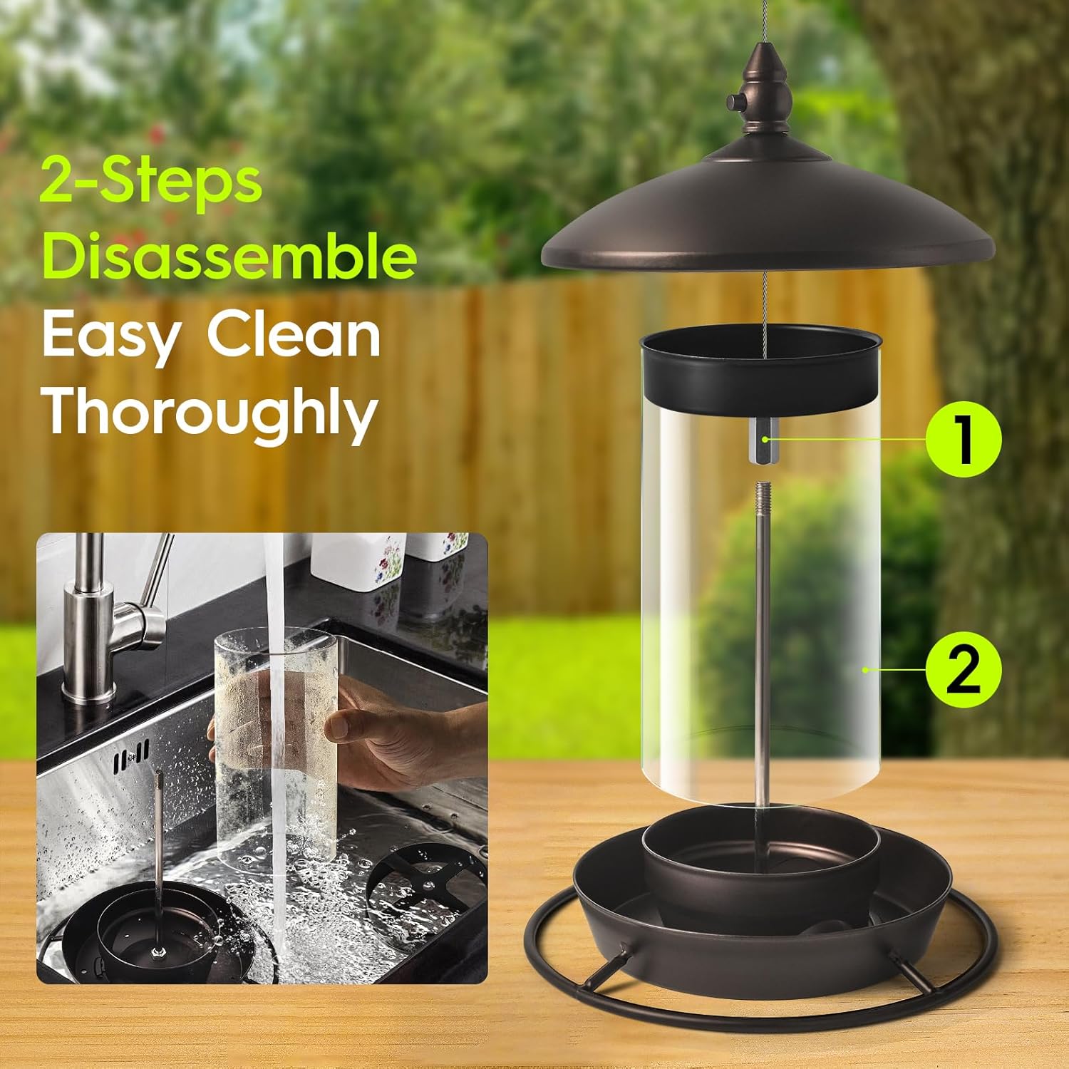 Youvip Metal Roof Bird Feeder - Chew-Proof Design for Outdoor Use | Bronze Finish