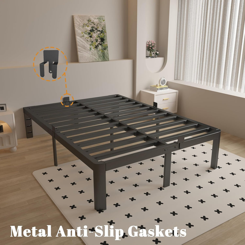 Metal Platform Bed Frame by [Brand Name] - 16 Inch Full Size, Heavy Duty Steel, No Box Spring Needed, Easy Assembly