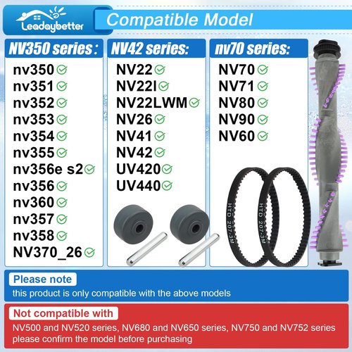 Roller Brush Replacement for Shark Navigator Lift Away NV350,NV352,NV353,NV360,NV356E,NV42,NV80,UV420,NV70,NV41,NV71,NV90,NV22 Series Upright Vacuum，1 Roller Brush + 2 Belts + 2 Wheels