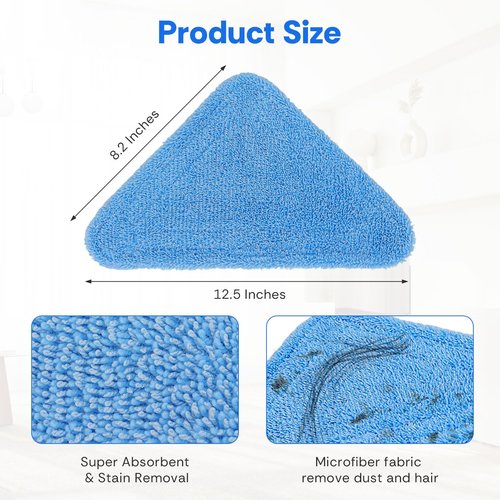 Sgizoku Steamer Mop Pads Attachments for Wagner Steam Cleaner 905e, 915e and 925e - Reusable Steam Replacement Triangular Microfiber Mop Pads for Handheld Steam Cleaner - 4 Pack