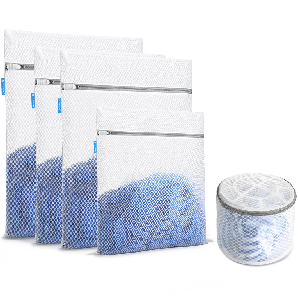VASSON Premium Mesh Laundry Bags for Delicates with Auto-Lock Zipper - Durable Washing Bag Set for Blouse, Hosiery, Underwear, Bra, and Shoes (5-Piece Set (All-Purpose))