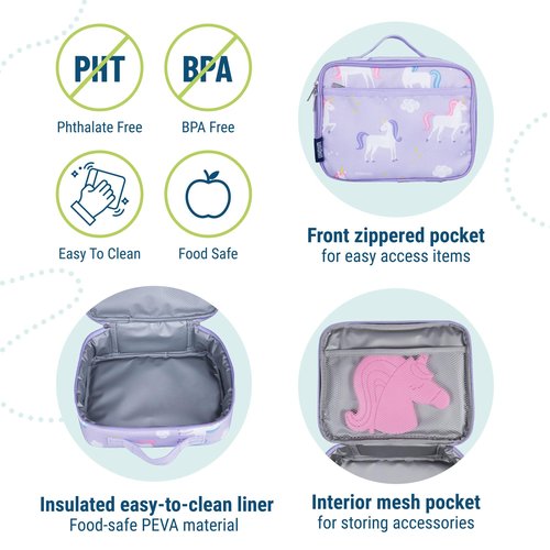 Wildkin Kids Insulated Lunch Box – Durable and Reusable for School & Travel - Unicorn