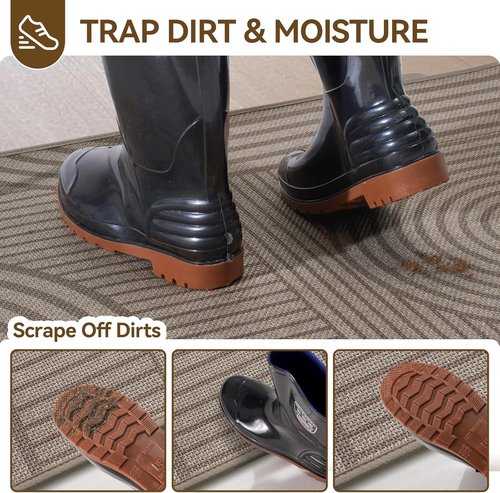 Absorbent Brown Front Door Mat by [Brand Name] - 17''x30'' Non-Slip, Washable Indoor Doormat