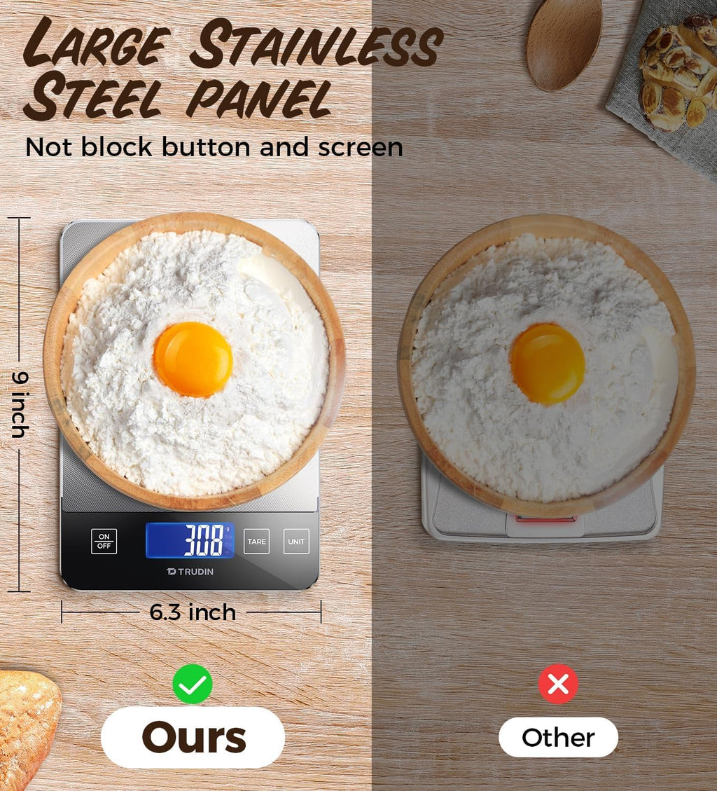 NASA-Grade Food Scale - 33lb Digital Kitchen Scale for Precise Grams & Ounces Measurement | Waterproof Glass & Stainless Steel