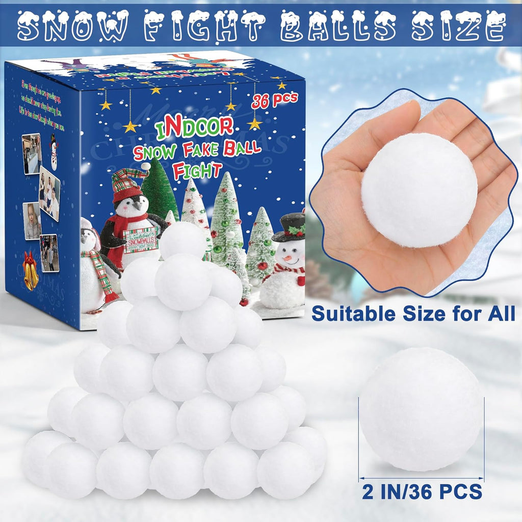 Skiennix 36 PCS Plush Snow Balls - Soft Indoor Snowball Fight Set for Kids | Perfect for Winter Fun