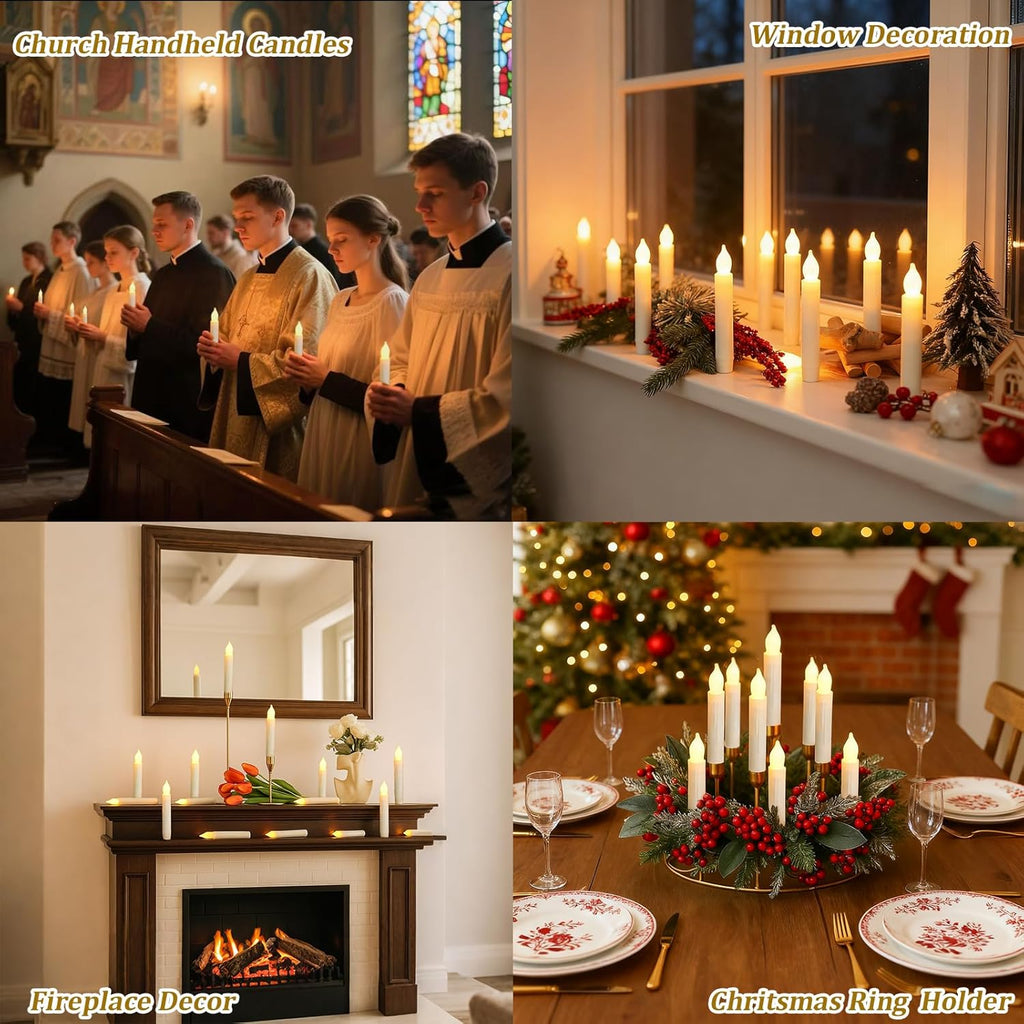 MUMCHASI Flameless Candles - Battery Operated Flickering LED Taper Candlesticks | 6-Inch, 12-Pack for Weddings & Decor