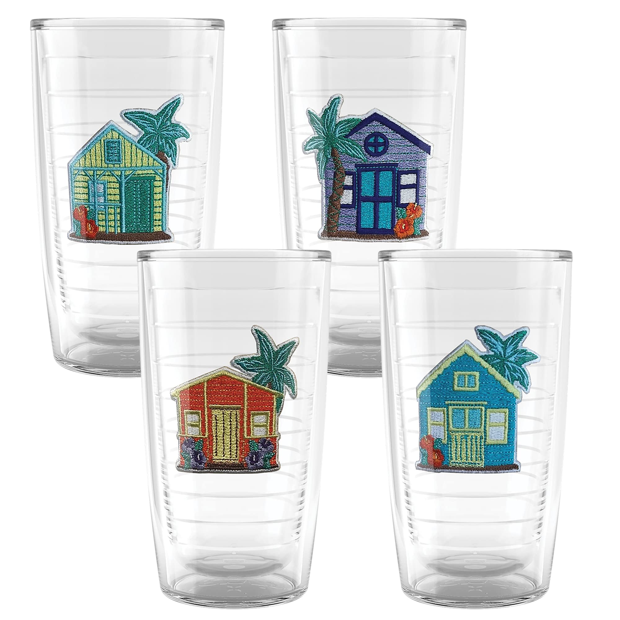 Tervis Made in USA Double Walled Beach House Retreat Collection Insulated Tumbler Cup Keeps Drinks Cold & Hot, 16oz 4pk, Beach Retreat Assorted - No Lid