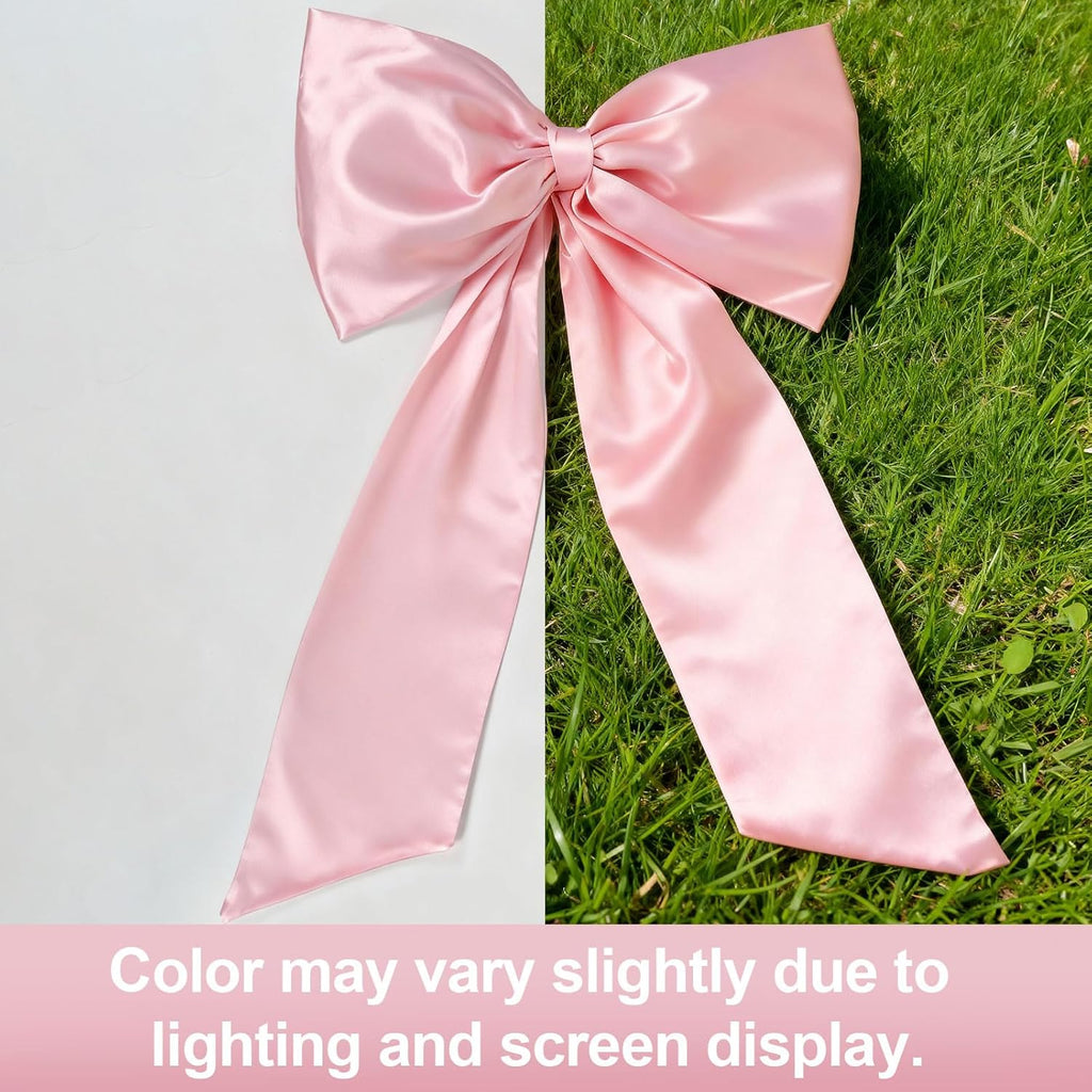 Skiennix Large Pink Bow | 40x24 In Satin Ribbon Tie for Coquette Room Decor & Birthday Decorations