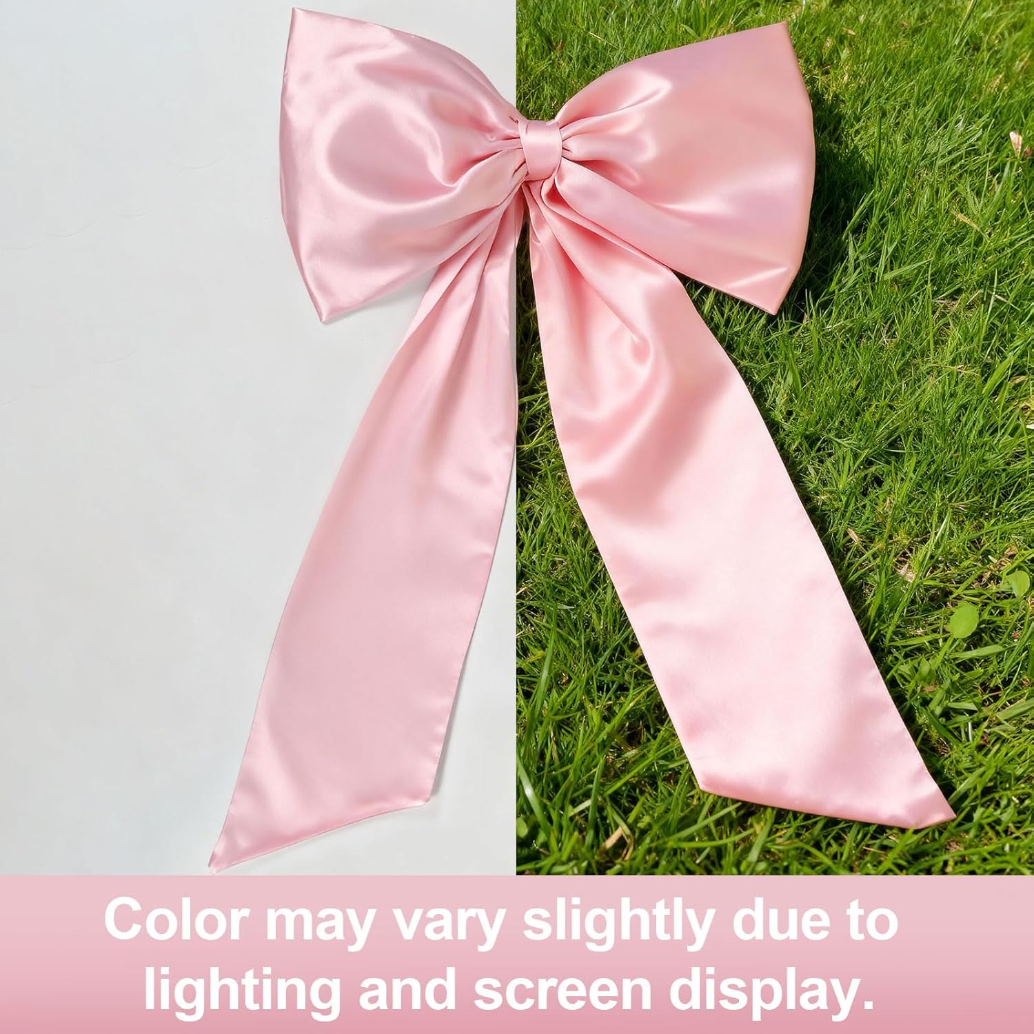 Skiennix Large Pink Bow | 40x24 In Satin Ribbon Tie for Coquette Room Decor & Birthday Decorations