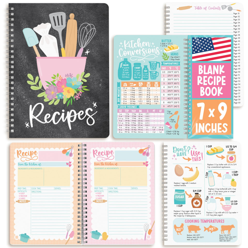 Hadley Designs Blank Recipe Book to Write in Your Own Recipes - Spiral Recipe Notebook, Cookbook Blank Journal, Make your Own Cookbook, Recipes Notebooks to Write in, Graduation Gifts 2026