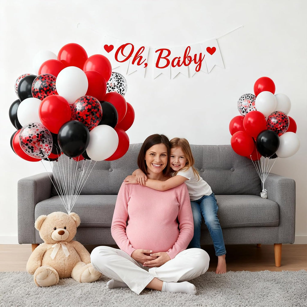 Red and Black Balloons - 60PCS 12-Inch Metallic Confetti Balloons for Birthday & Wedding Decor