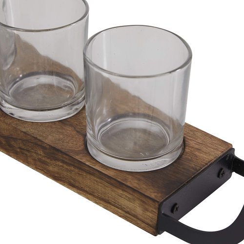 Deco 79 Wood Tealight 8 Glass Sleeve Candle Holder, Set of 2 24", 18"W, Brown