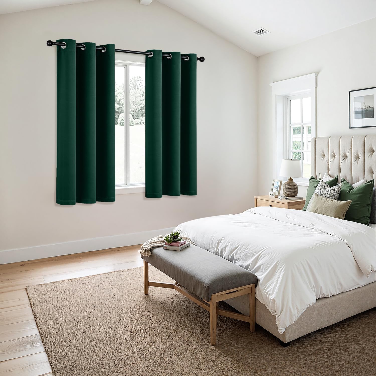 MIULEE Hunter Green Blackout Curtains - Thermal Insulated Room Darkening Drapes | 40 x 54 Inches, 2 Panels