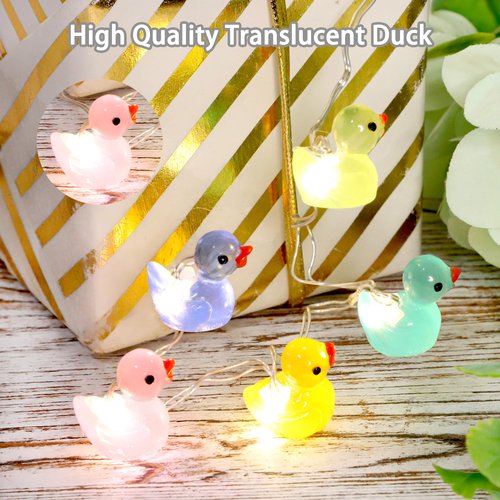 Holitown Tiny Duck String Lights Battery/USB Powered - 10ft 40 Lights Multi-Color Duck, Remote Control LED Fairy Warm White Light for DIY Crafts Wedding Table Centerpieces Party Bedroom Christmas