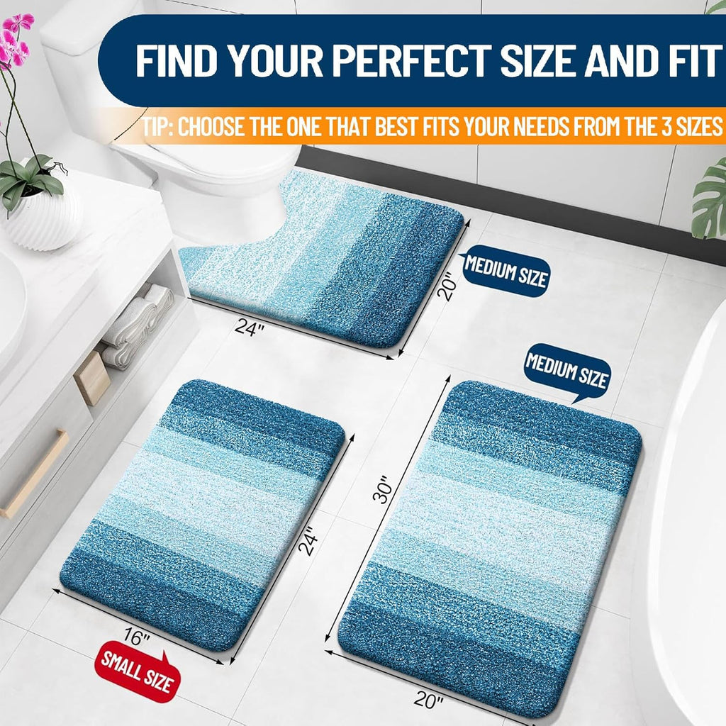 OLANLY Bathroom Rugs Mat - Extra Soft Microfiber, Quick Dry & Washable | 24x16, Peacock Blue