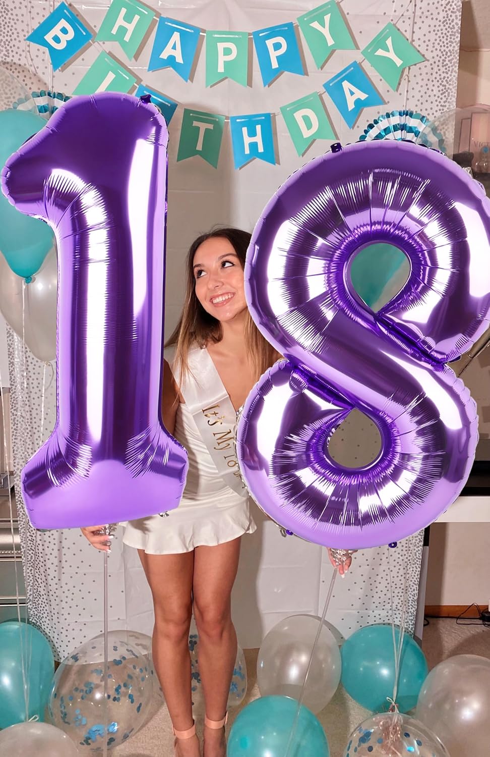 Skiennix 40-Inch Purple Number Balloons - 18th Birthday Party Decorations for Men & Women