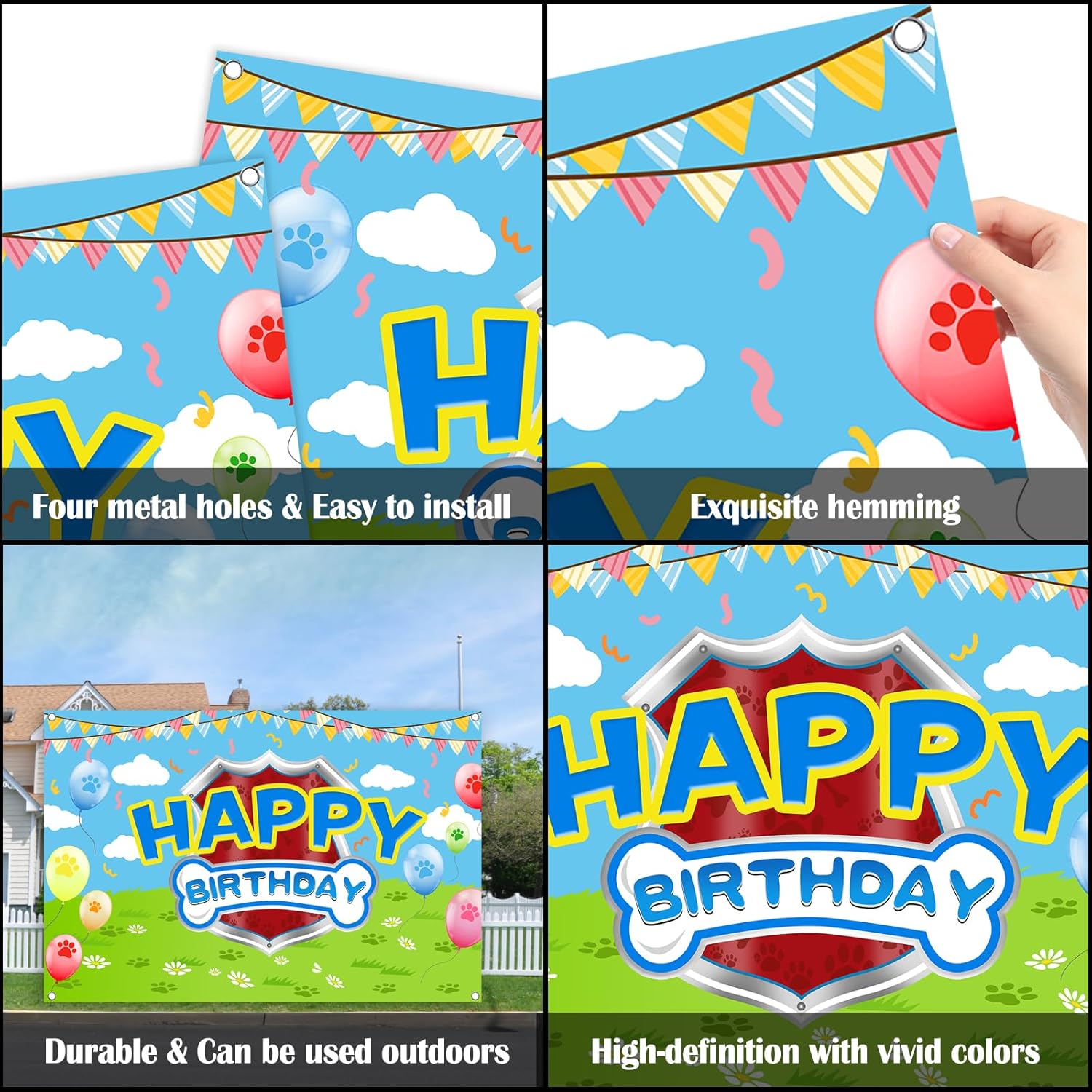Skiennix 5x3ft Cartoon Dog Theme Backdrop - Perfect Photography Background for Kids' Birthday Parties