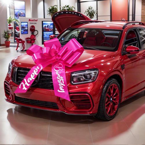 30 Inch Giant Rosy Car Bow - Extra Large Birthday Gift Bow with Secure Adhesive | Reusable Ribbon Decor