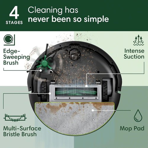 iRobot Roomba 104 2-in-1 Vacuum & Mop Robot - Self-Emptying, Powerful Suction, Pet Hair Friendly, Smart Navigation