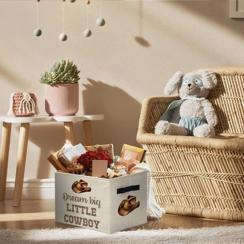ATBWGT Western Cowboy Nursery Storage Bins Box, Toybox for Boys, Little Cowboy Western Foldable Storage Baskets Organizer for Bedroom Bathroom Boys Room Dorm Clothes Toys Books
